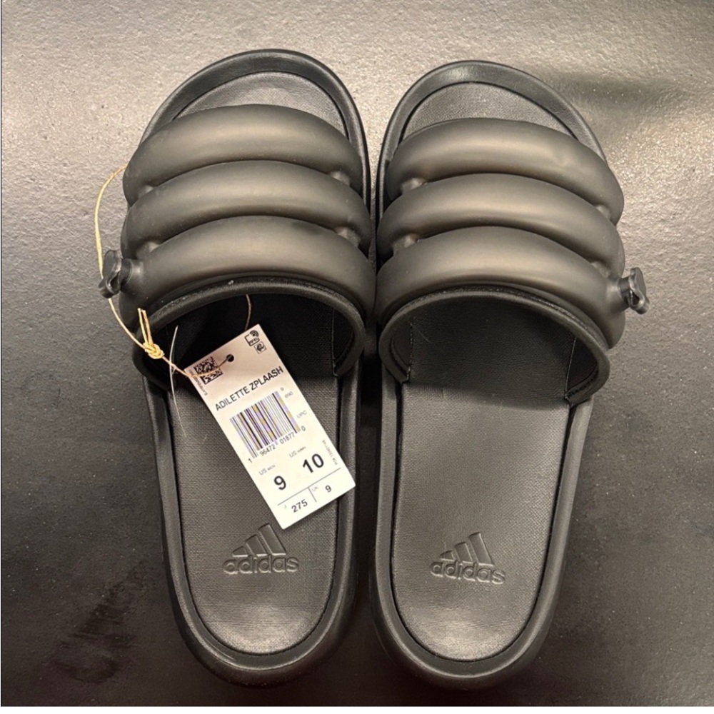 Adidas- Adilette Puffer Slides BlackMen's Size 9 Womens 10 NWT